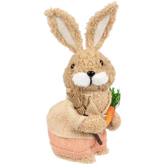 10" Plush Boy Easter Rabbit Figurine with Carrots By Northlight in Beige | Michaels®
